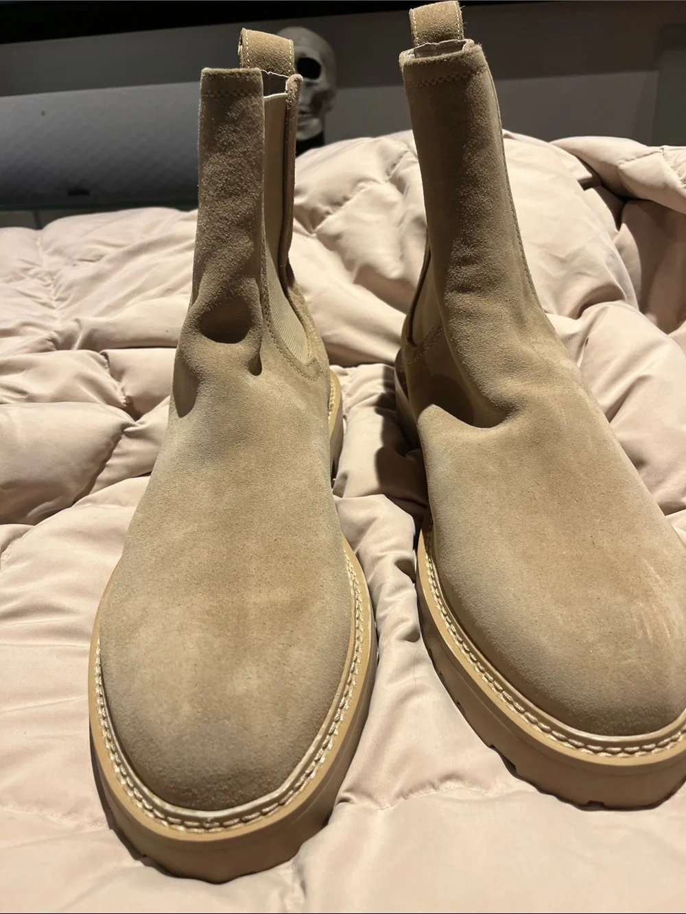 Saint Morta Men's Suede Chelsea Boots in Beige size 12, New without Box